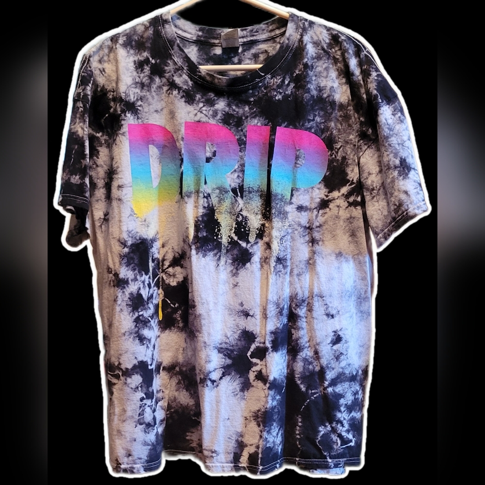 Mens DRIP XL Tie Dye T-shirt Black White Multi